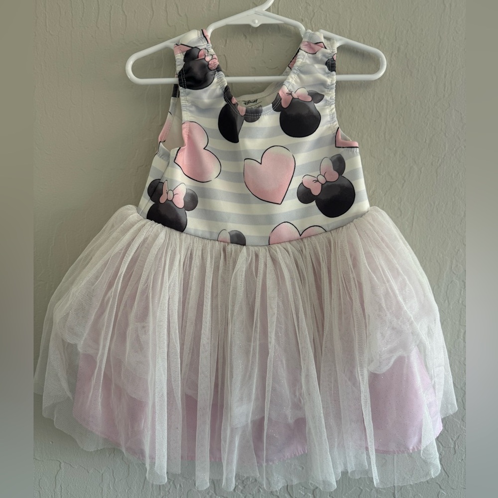 Disney Minnie Mouse Pink and Gray Tutu Dress